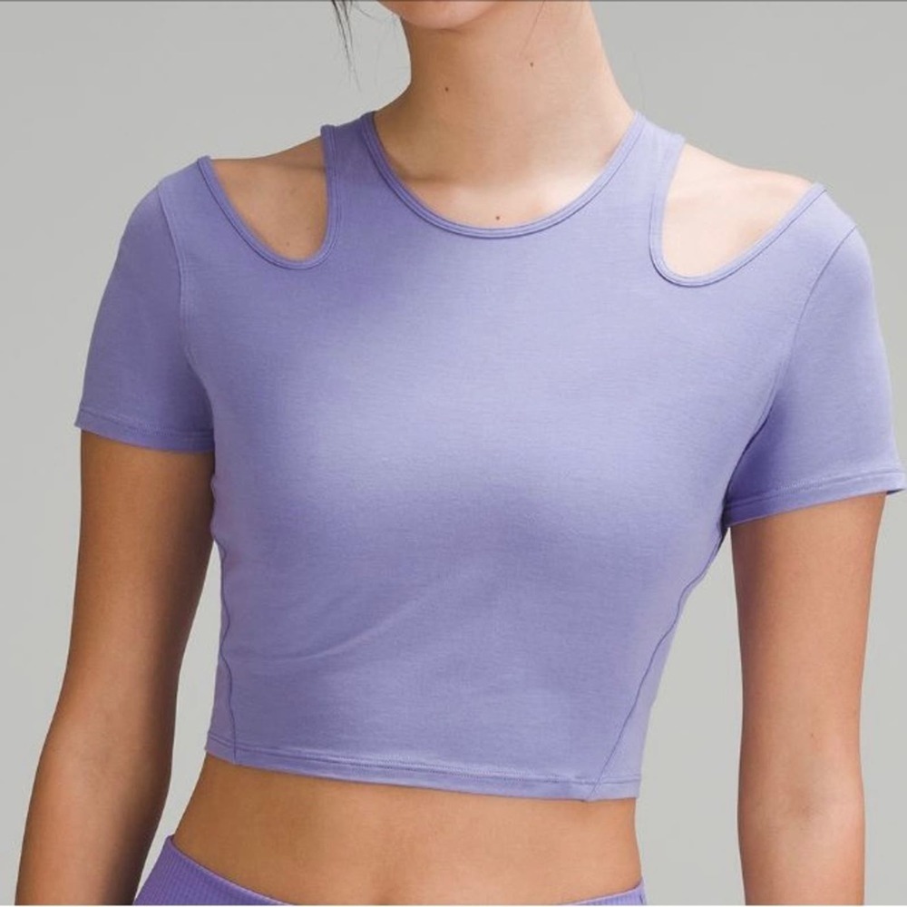 *NWT, Lululemon, Women, Shoulder Cut-Out Yoga T-Shirt, Lavender Sz 10